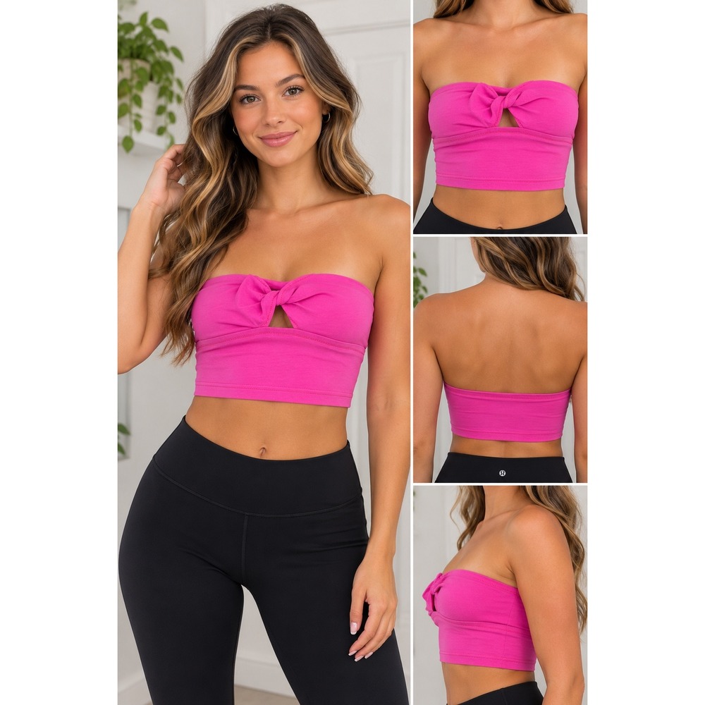 Urban Outfitters Pink Strapless Tie Front Corset Crop Top XS NWT